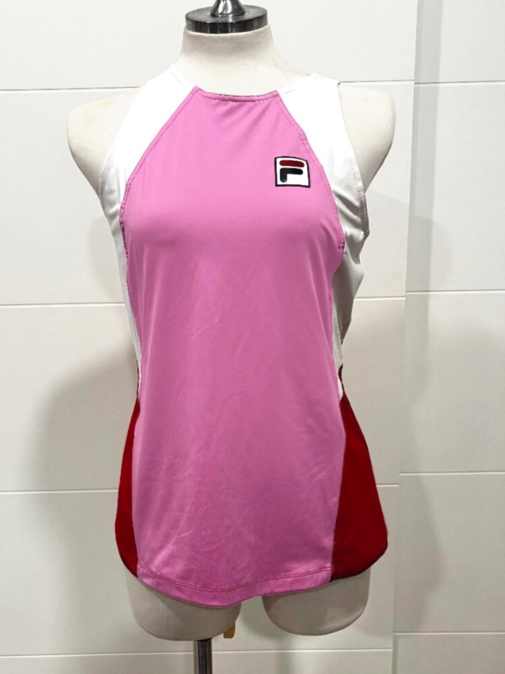 Fila Pink, White & Red Full Cover Tank Size Small NWT